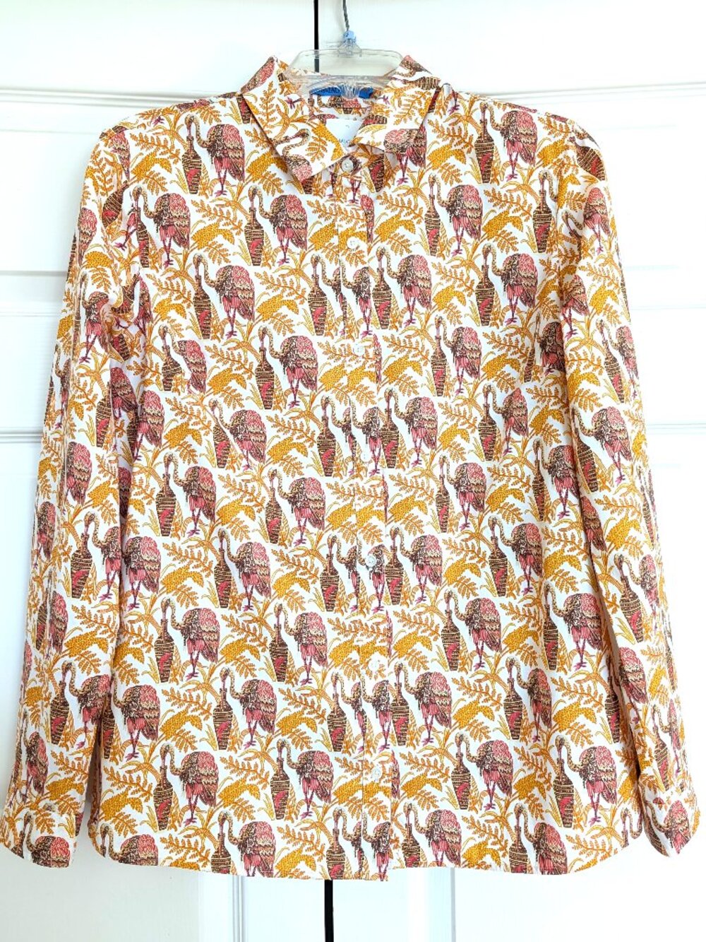 NWT J. McLaughlin Lois Blouse M Rare Bird Print Cotton Stretch Shirt $178